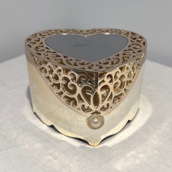 Vintage Silver Jewelry Box with Rhinestones Decorative Keepsake Ring Storage - Picture 1 of 7